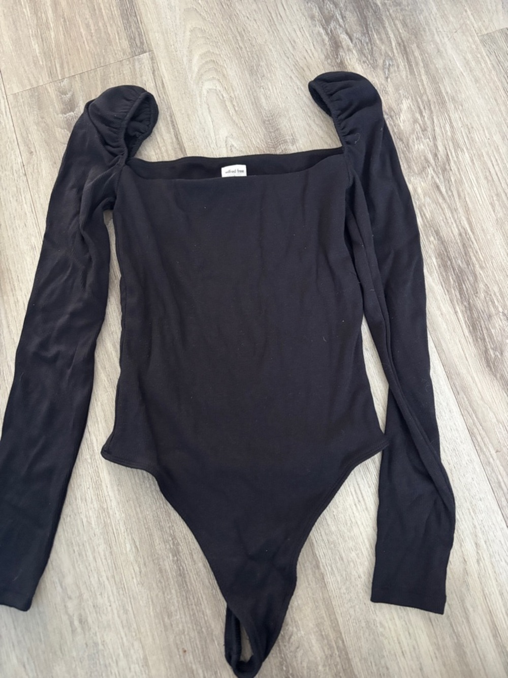 Aritzia Black Long-Sleeve Square Neck Bodysuit